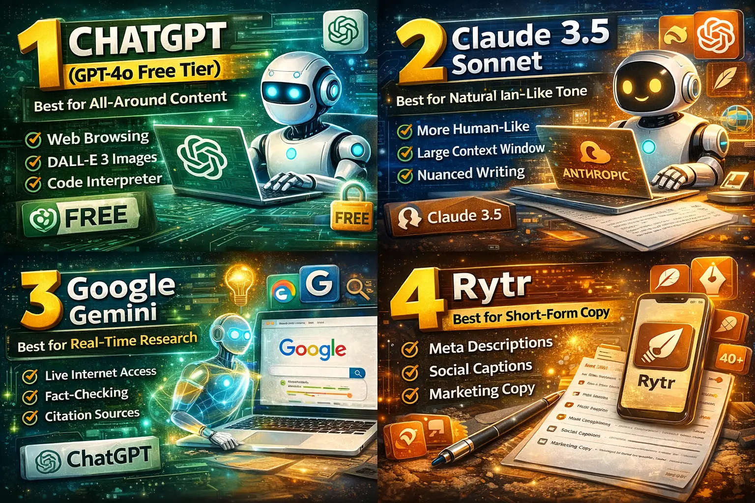 top 5 Best Free AI AI Content Generators 2026